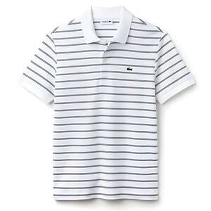 NWOT Lacoste Regular Fit Black Striped Summer Short Sleeve White Polo Shirt